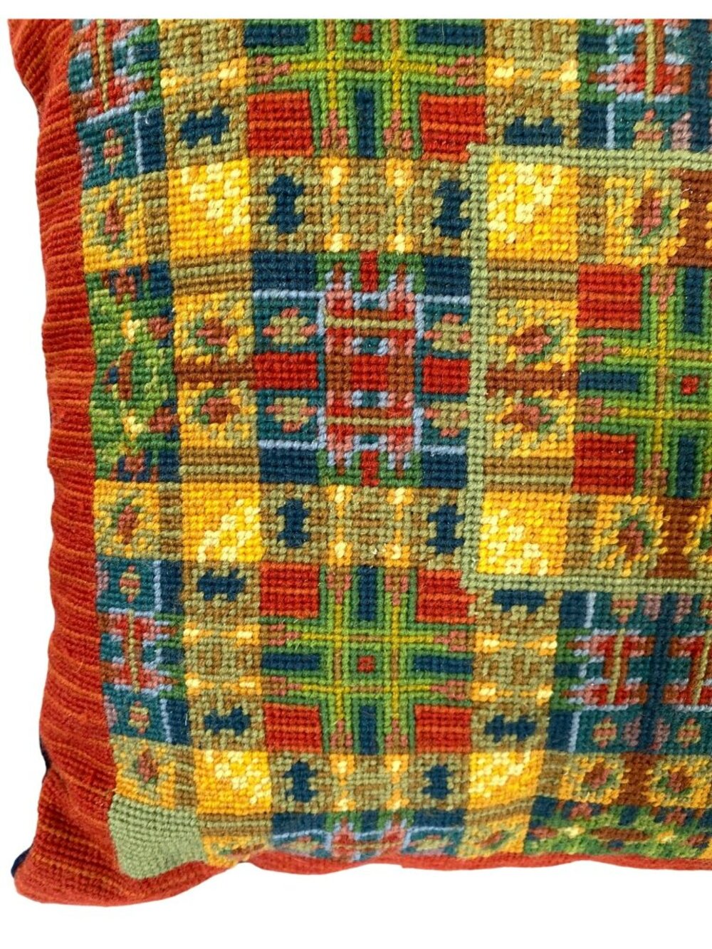 Needlepoint Pillow Michaelian Home Wool Abstract Native American South West RARE - Picture 7 of 8